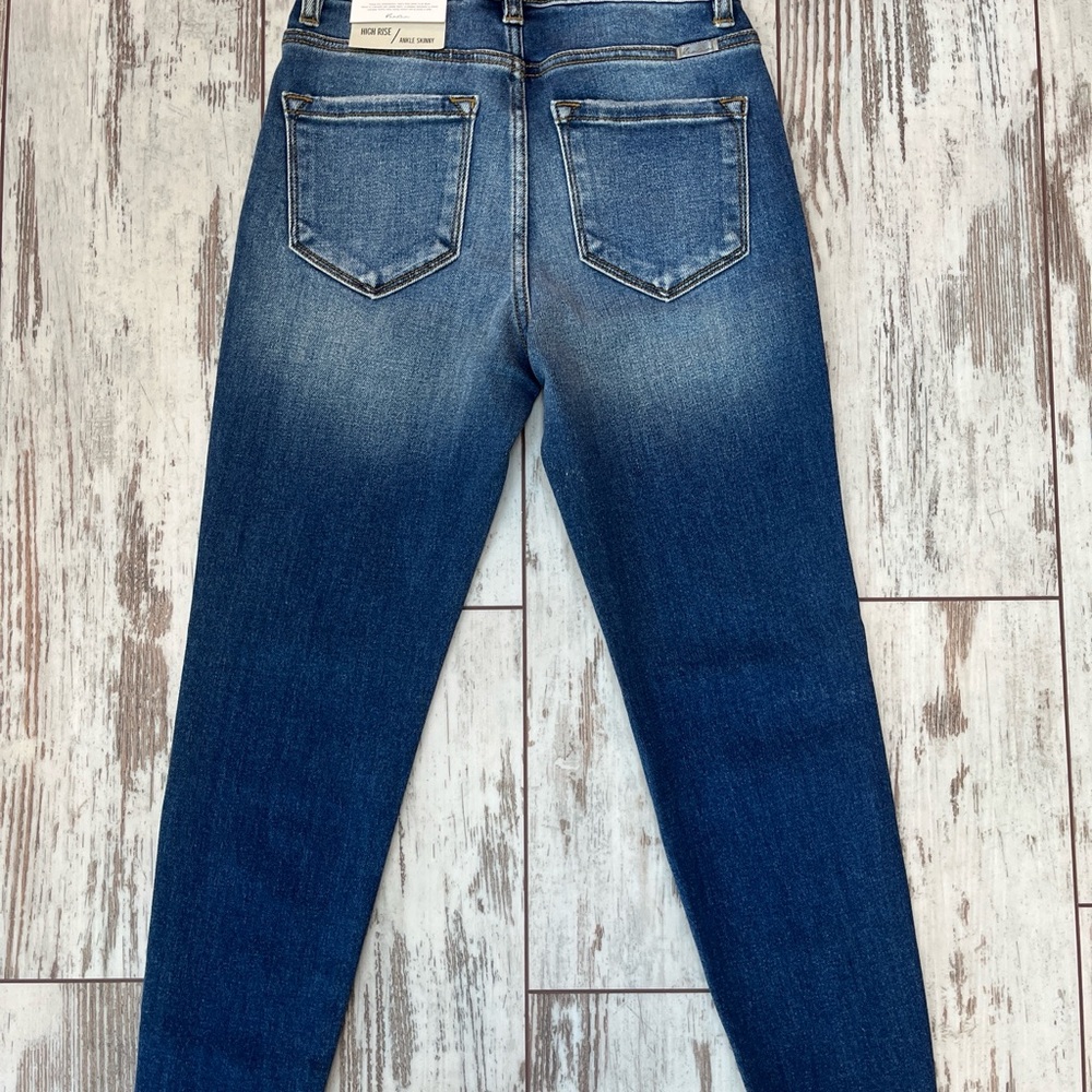 KanCan High Rise Distressed Ankle Skinny Jeans Frayed Hem Medium Wash NWT - Picture 12 of 16